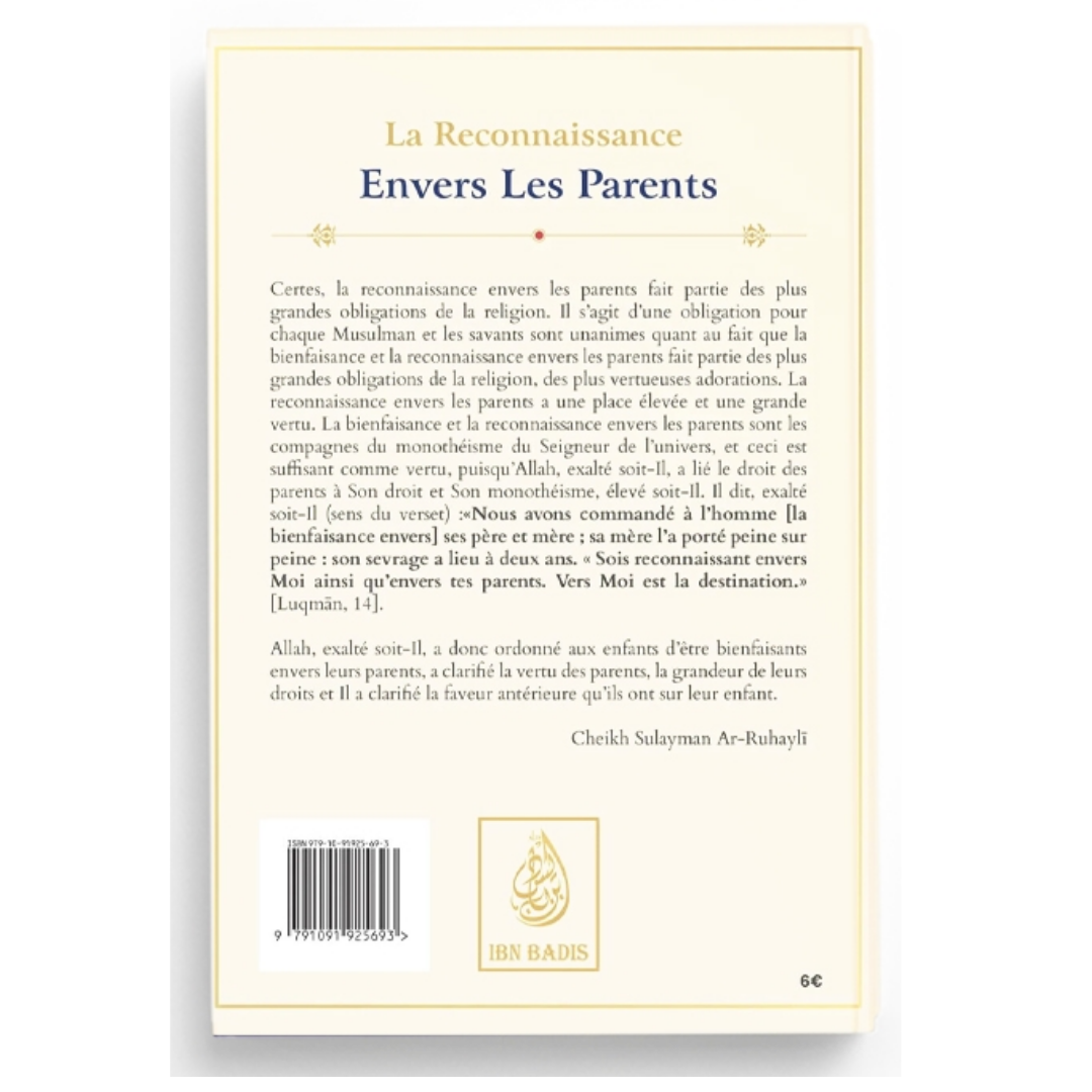 Lareconnaissanceenverslesparents-Ar-Ruhayli-EditionsIbnBadisVerso